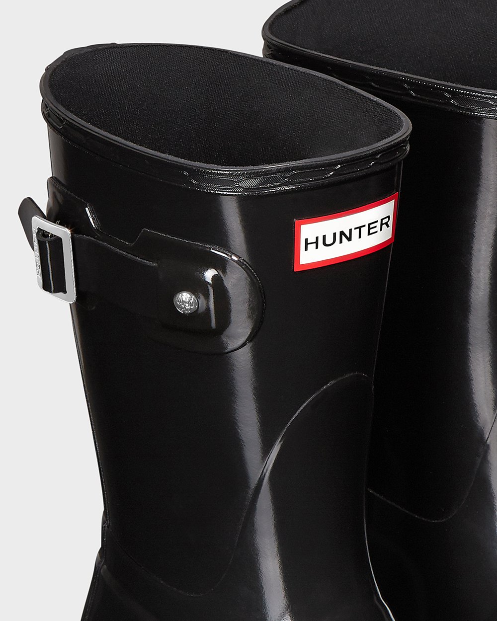 Bottes Courtes de Pluie Hunter Original Gloss Femme Noir RNHLTIE-51